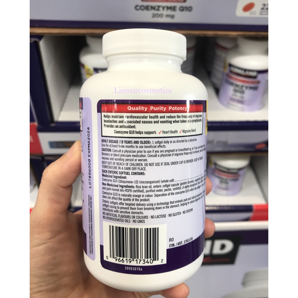 Viên uống bổ trợ tim mạch Coenzyme Q10 200mg ; 225 viên. HSD 2027( Costco Canada)