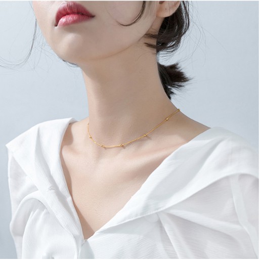 Dây chuyền bạc Ý s925 Choker bi đốt D3591 - AROCH Jewelry