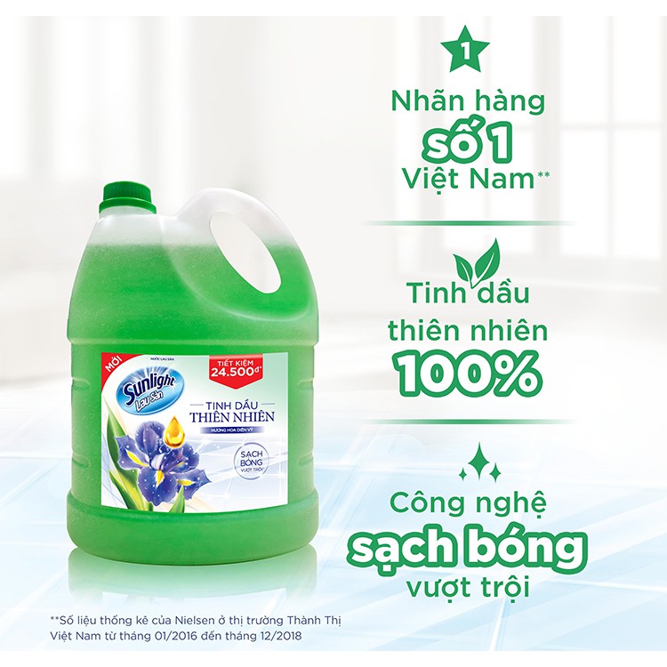Nước lau sàn Sunlight Hương Hoa Hạ Và Bạc Hà 3.6L