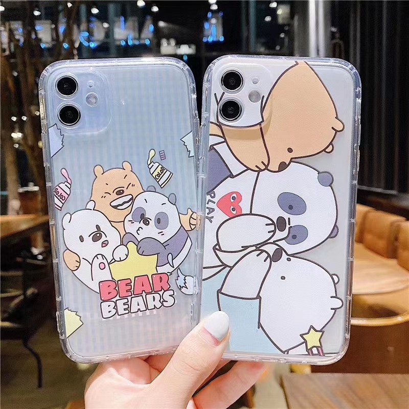 Ốp điện thoại mềm trong suốt hình ba chú gấu 3D cho IPhone 11 11Pro 11Promax X XS XR XSmax 7 8 plus | BigBuy360 - bigbuy360.vn