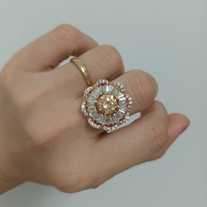 Nhẫn nữ đá oha lê lấp lánh đi tiệc đi chơi đều sang chảnh chất liệu Thép Titan không đen không bay màu