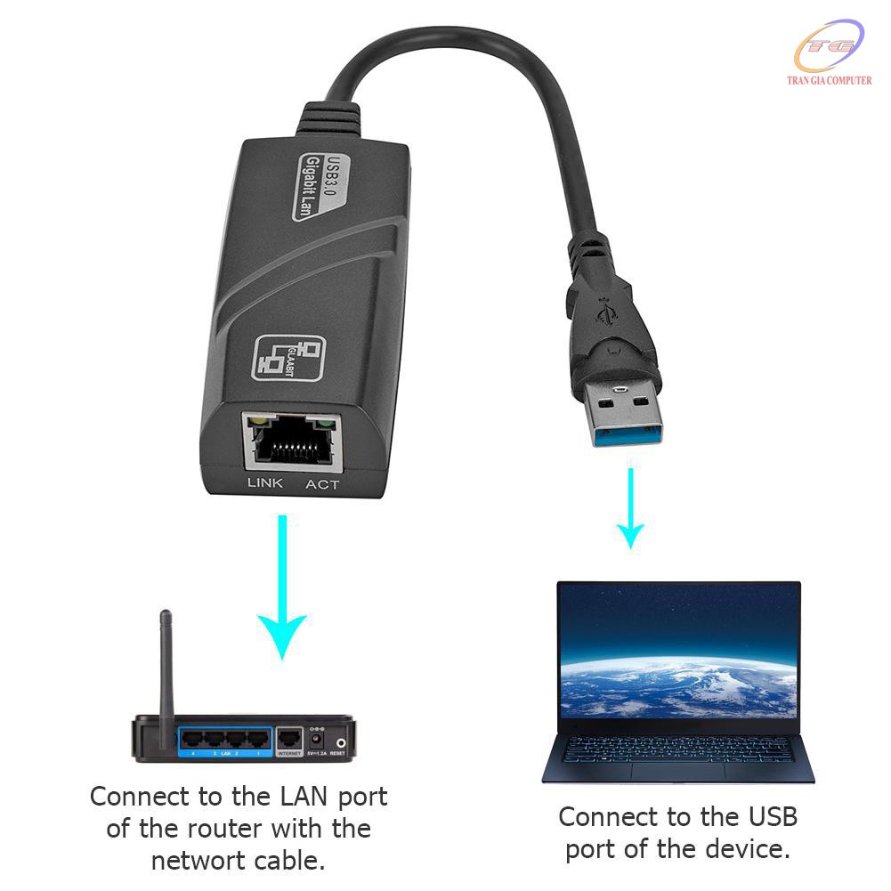 Cáp chuyển USB 3.0 sang cổng mạng Ethernet Rj45 LAN (10/100/1000) Mbps