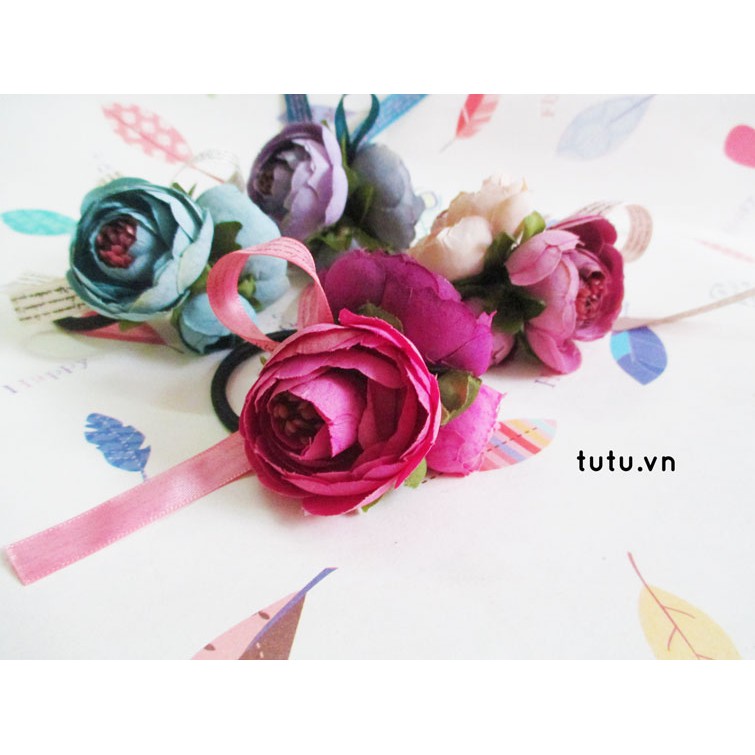 HOA TRÀ LỤA LÀM PHỤ KIỆN TÓC, VÒNG HOA, TRANG TRÍ NỘI THẤT PKC-018