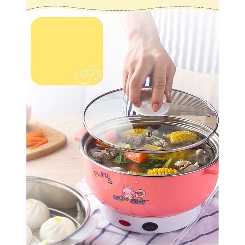 [Hot 2021] Nồi lẩu điện 24cm nắp kính cường lực cho gia đình bạn tiện lợi hơn