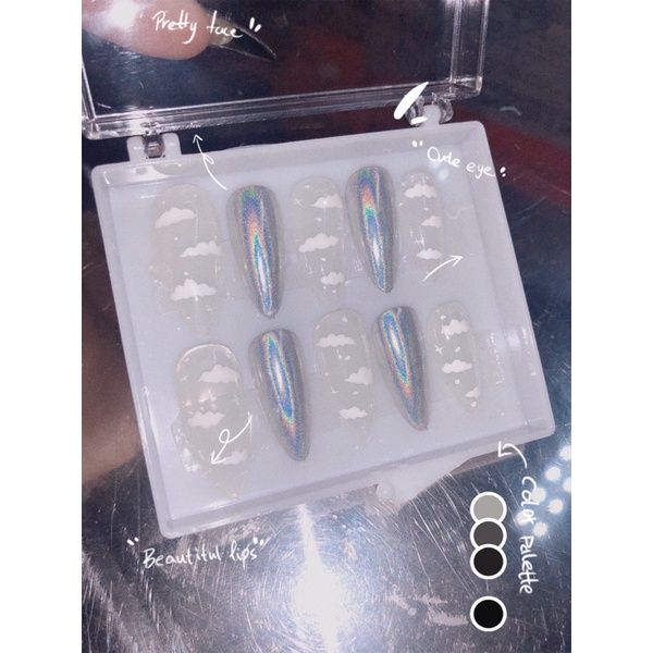 [SALE] Nail box- móng up MẪU MÂY VÀ TRÁNG GƯƠNG CẦU VÒNG [sốc] | BigBuy360 - bigbuy360.vn