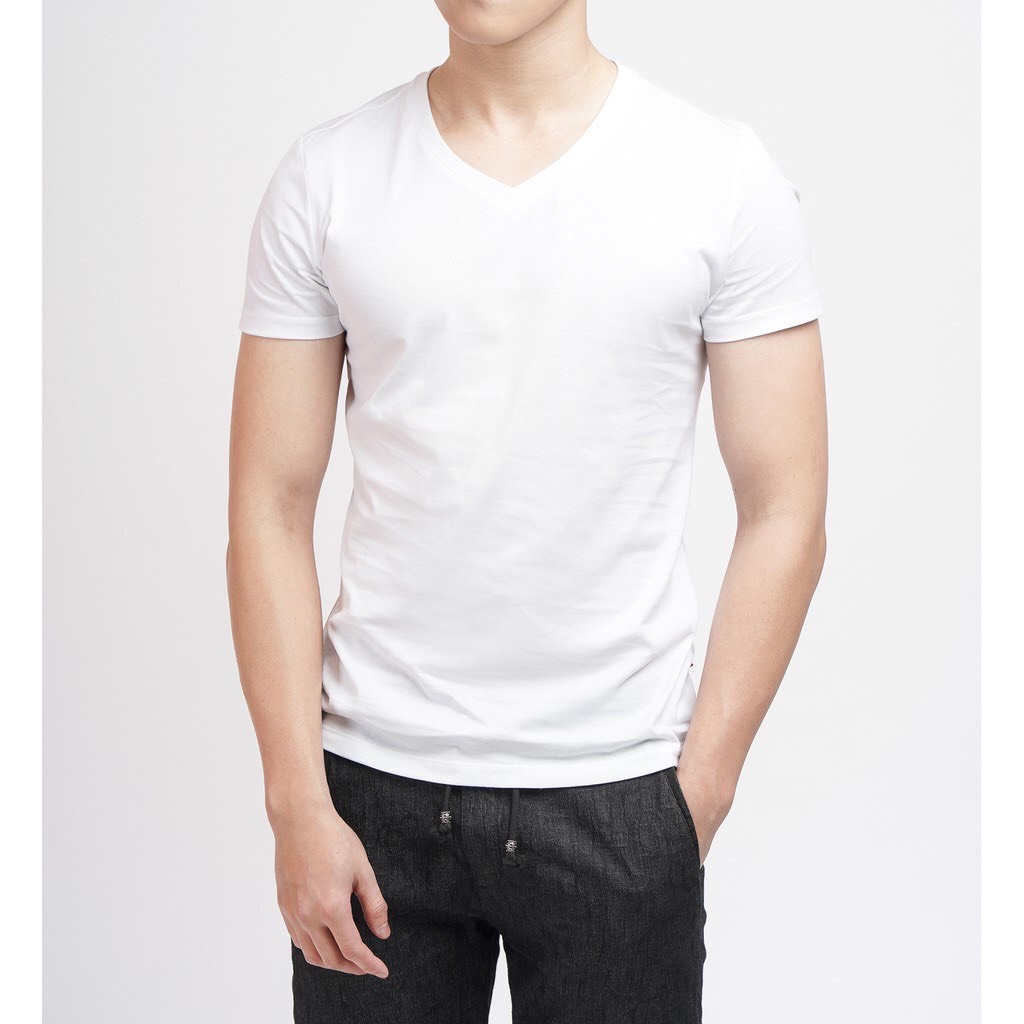 Áo Thun Cổ Tim Nam Vải Cotton Dày Đẹp Màu