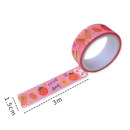 Cuộn băng keo giấy washi họa tiết dễ thương dùng trang trí sổ