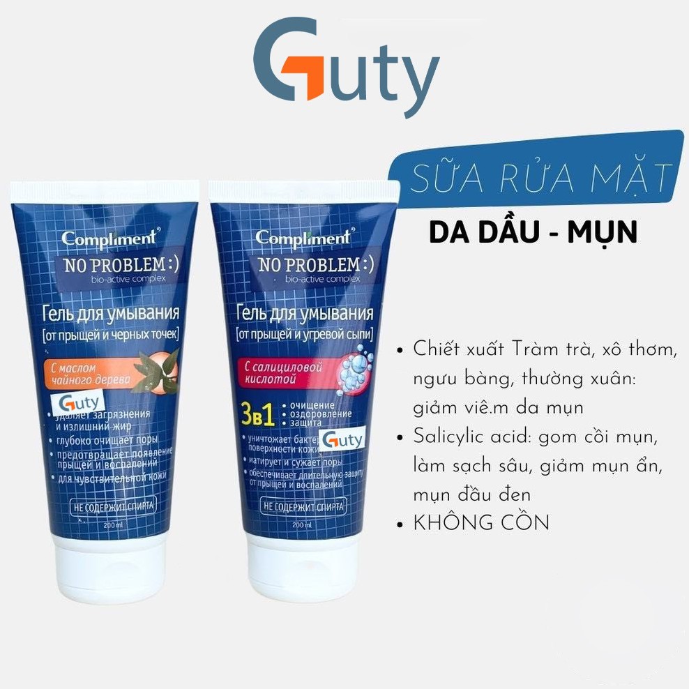 Sữa rửa mặt Compliment No Problem 200ml ngăn ngừa mụn ,giảm viêm ,da dầu