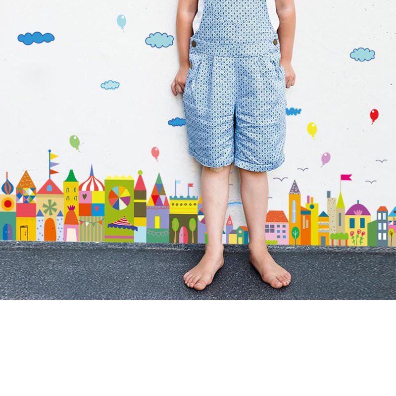 Tranh decal dán tường THÀNH PHỐ MÂY cho bé - Decal dán tường cho bé