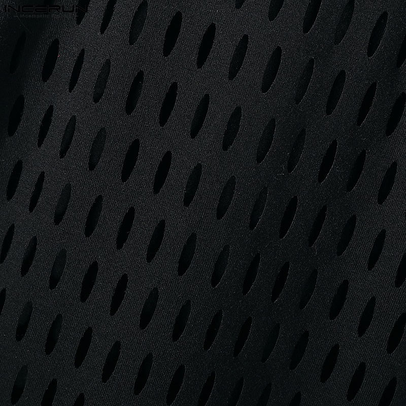 Áo tank top INCERUN không tay xuyên thấu khoét rỗng thiết kế dây rút thời trang cho nam