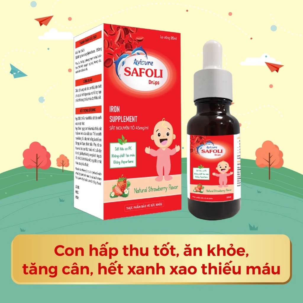 Bộ 3 AVISURE KID Sắt Safoli - Avisure D3 Mk7 - Smart Kid DHA cho bé cao lớn thông minh