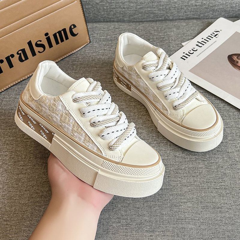 Giày Thể Thao Canvas Cột Dây Màu Trắng Phong Cách Mới 2022 Cho Nữ