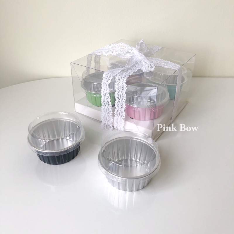 Hộp/ Khuôn nhôm nắp nhựa trong dùng 1 lần đựng thực phẩm/Nướng bánh/CupCake/Flan/Tiramisu đủ màu