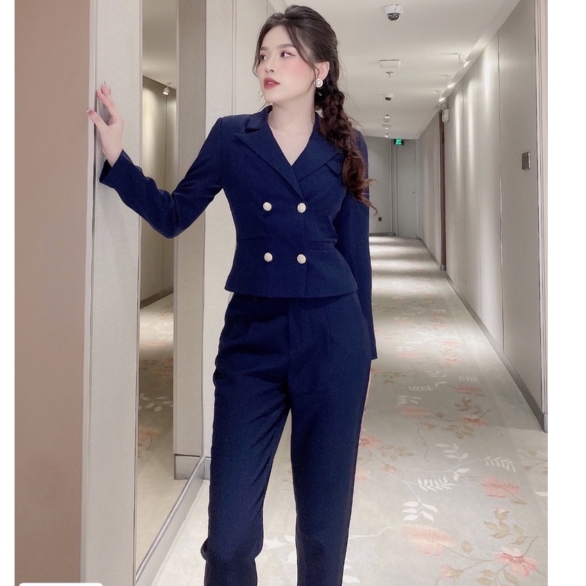 Set vest xanh than áo dáng ngắn S2149  - DOLCE VIVA COLLECTION