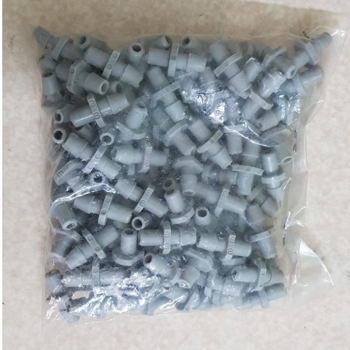 Giá sỉ Bịch 100 nối ống LDPE 5/7mm 1 đầu trơn, 1 đầu gài (xám)