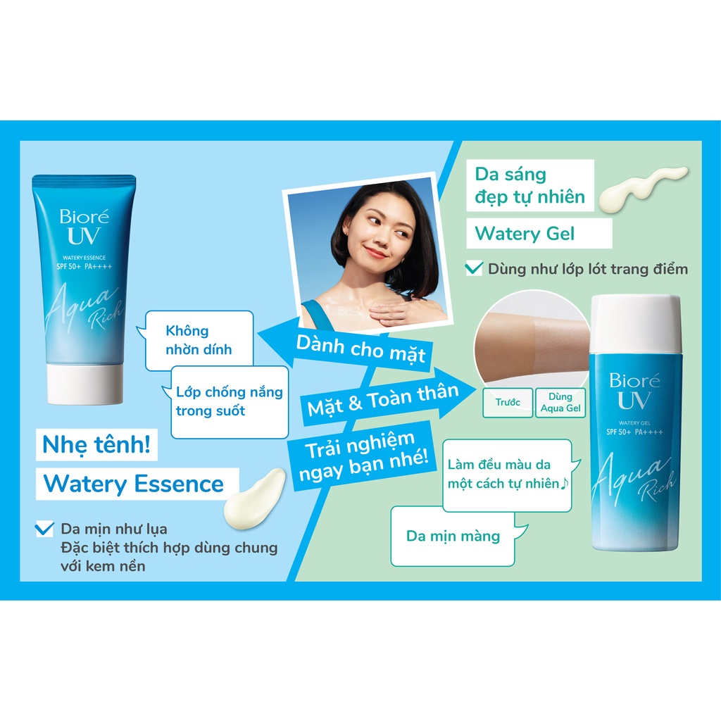 Essence Chống Nắng Màng Nước Dưỡng Ẩm Bioré UV Aqua Rich Watery Essence SPF50+/PA++++ 50G