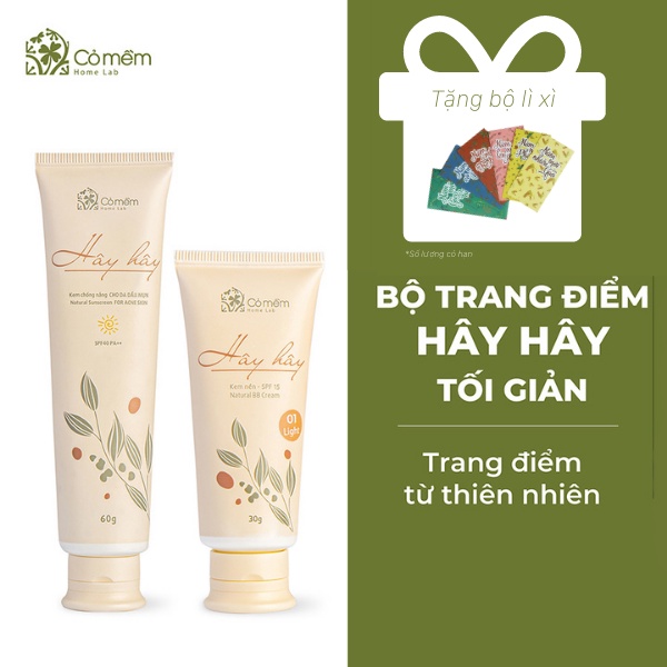 Bộ Combo Trang Điểm Tự Nhiên 2 Bước Hây Hây Cỏ Mềm