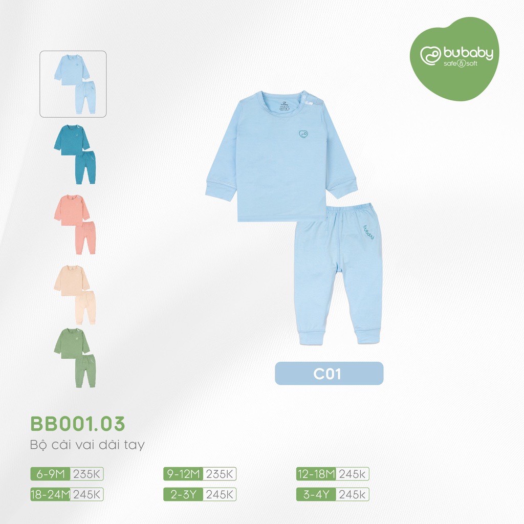 Bu Baby- Bộ cài vai dài tay Bu baby cho bé trai bé gái Bambus BB001.03
