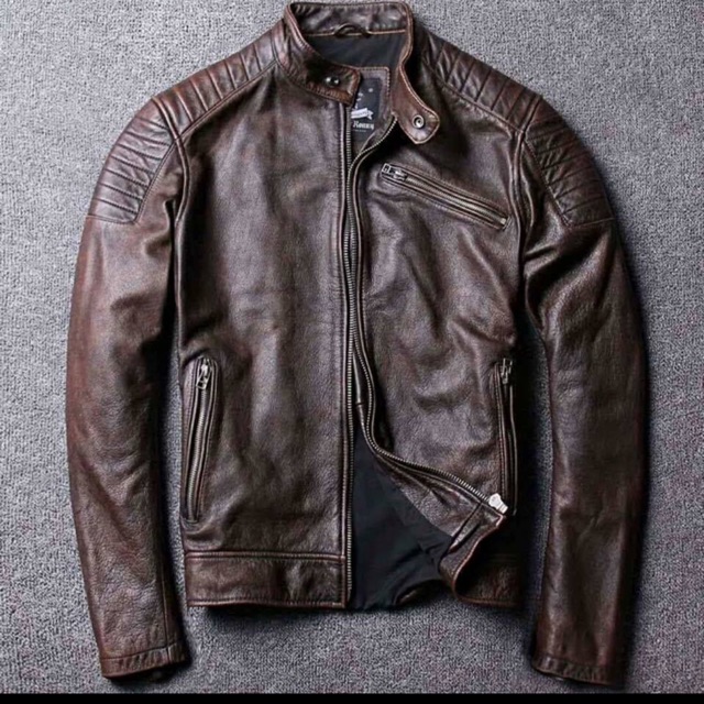 Áo da bò jacket biker - NDD leather