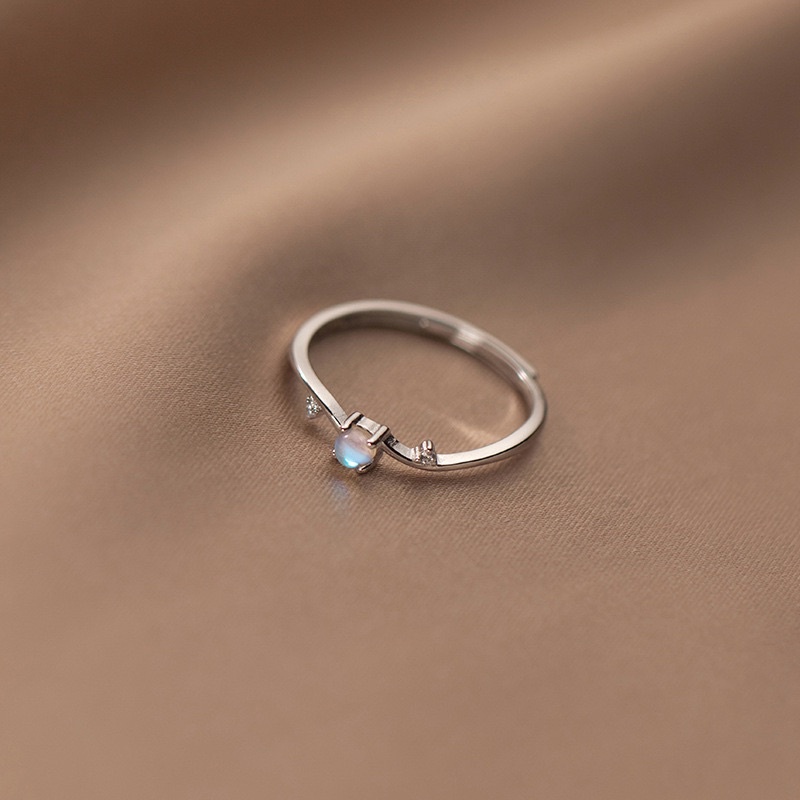 Nhẫn bạc nữ đính đá Moonstone hợp phong thủy tự chỉnh size, Nhẫn bạc Ý 925 mạ vàng 14k cao cấp DUYSON SILVER [NFXK7]