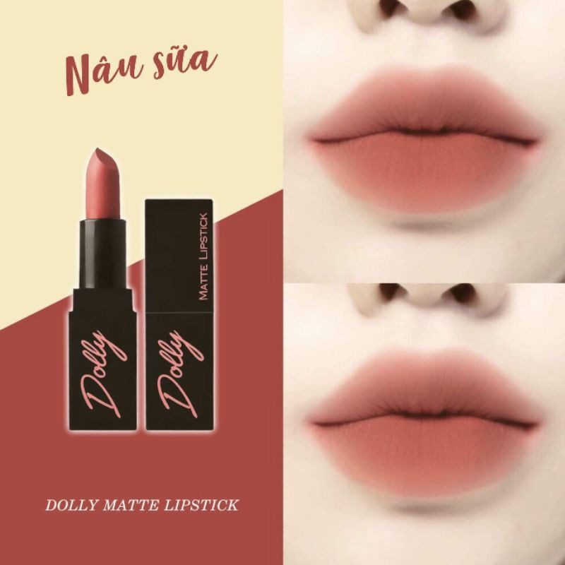 [Nâu sữa] son sáp phủ phấn dolly không chì mềm môi
