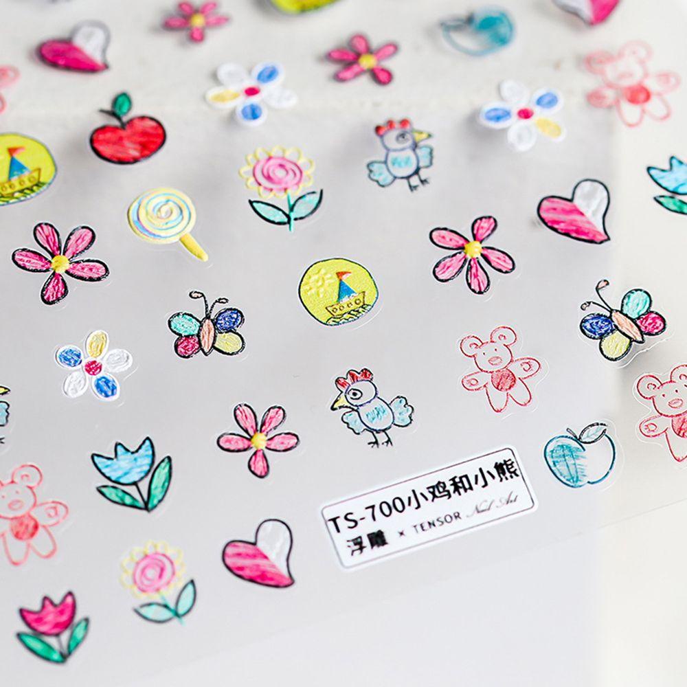 USNOW Miếng Dán Trang Trí Móng Tay Siêu Mỏng Họa Tiết Gấu / Thỏ / Dâu Tây Dễ Thương