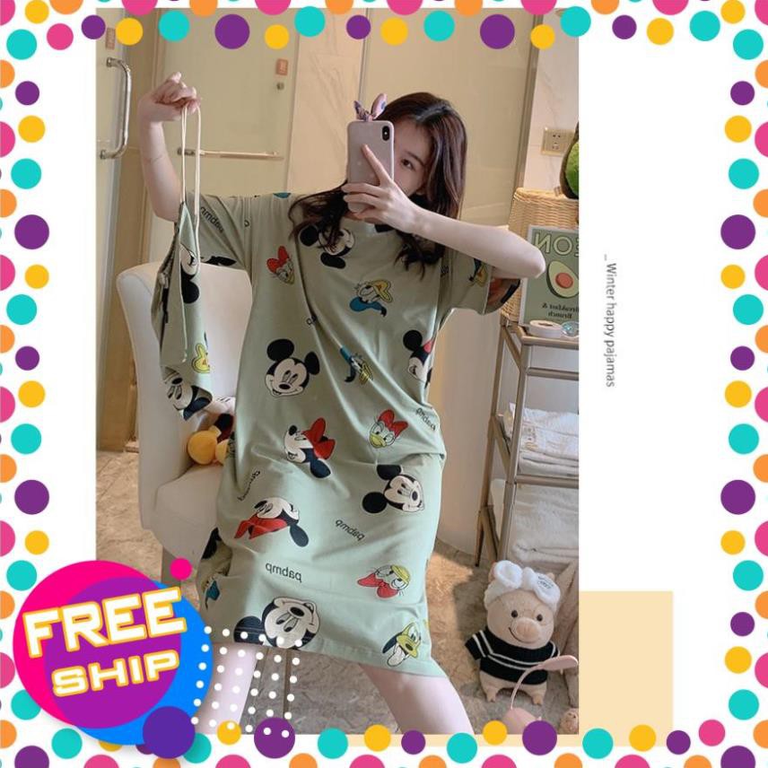 Váy Ngủ [FREESHIP] Đồ ngủ mặc nhà mềm,mát,mỏng họa tiết hoạt hình hàng Quảng Châu