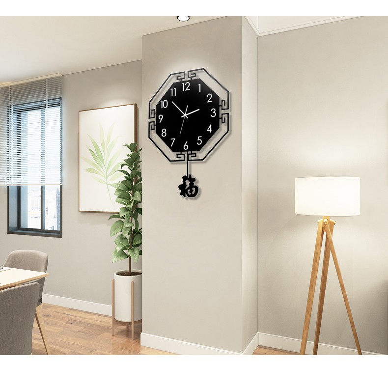 Đồng hồ treo tường quả lắc🕘 🕘 🕘  - chữ Phúc CL021 - Kích thước: 45x62, 38x50 cm