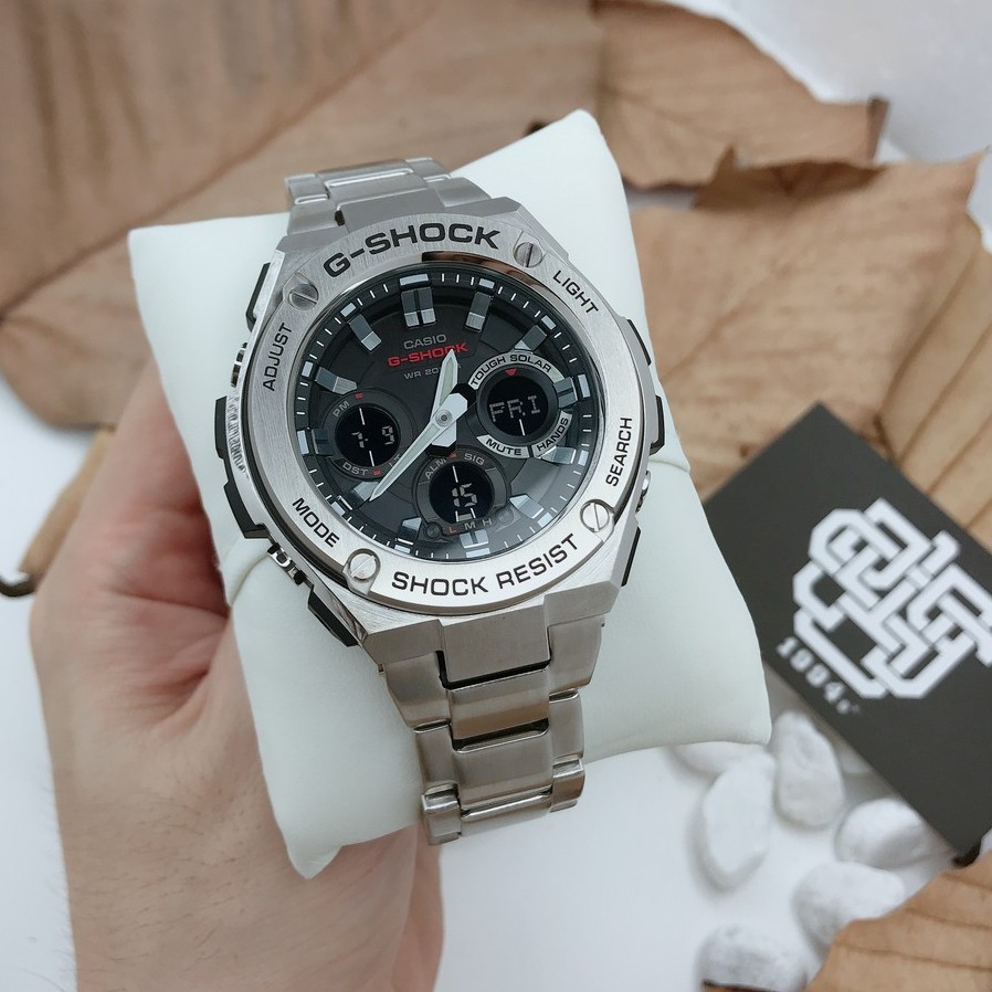 Đồng hồ nam Casio G-SHOCK GST-S110 / GST-S110D-1A dây thép chính hãng, chống va đập