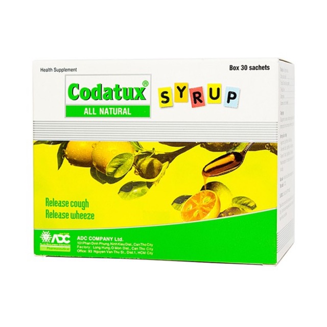 Siro Giảm Ho Codatux Syrup 30 Gói - Giảm ho khan, ho gió, ho có đờm khò khè cho người lớn, trẻ nhỏ