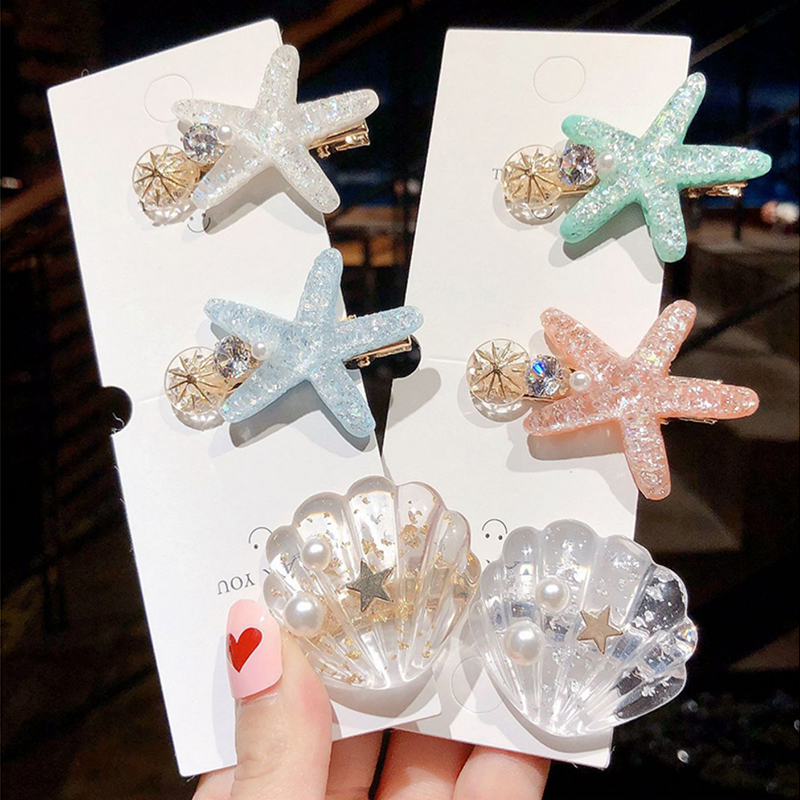 Kẹp Tóc Hình Sao Biển Đính Đá Xinh Xắn