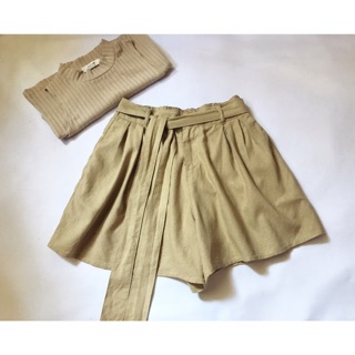 Quần short linen giả váy cột dây