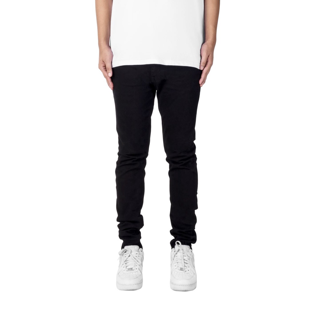 Quần Jean Nam Streetwear Cao Cấp FNOS Màu Đen Trơn - Form Slimfit - Jean Thun Co Giãn.