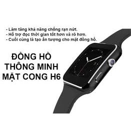 Đồng hồ thông minh Mặt Cong H6 Đen mẫu mới cập bến