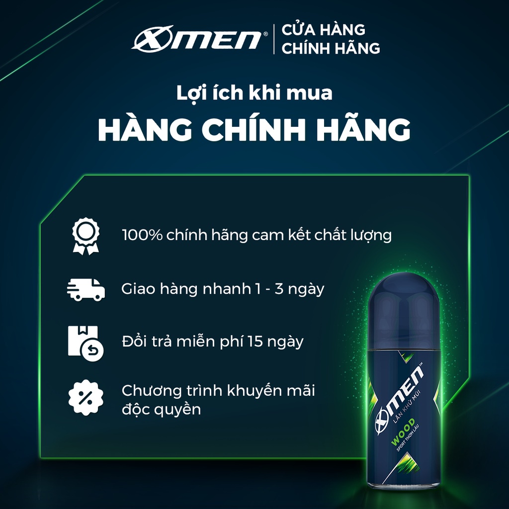 Combo 2 lăn khử mùi X-Men Hương Wood 50ml/chai