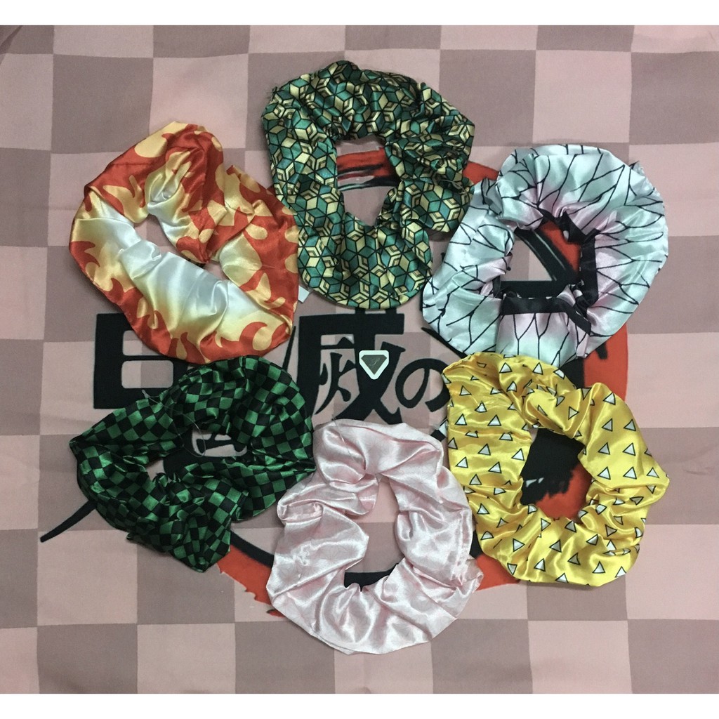 OtakuTPstore Cột tóc Scrunchies Kimetsu no Yaiba Demon Slayer Thanh gươm diệt quỷ HTSc
