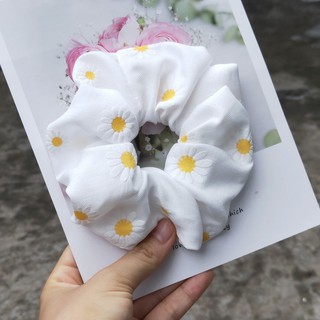 Vải may dây buộc tóc scrunchies, khăn bandana, turban, DIY hoa cúc nhiều màu