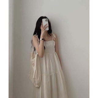 Váy voan tơ 2 dây buộc vai