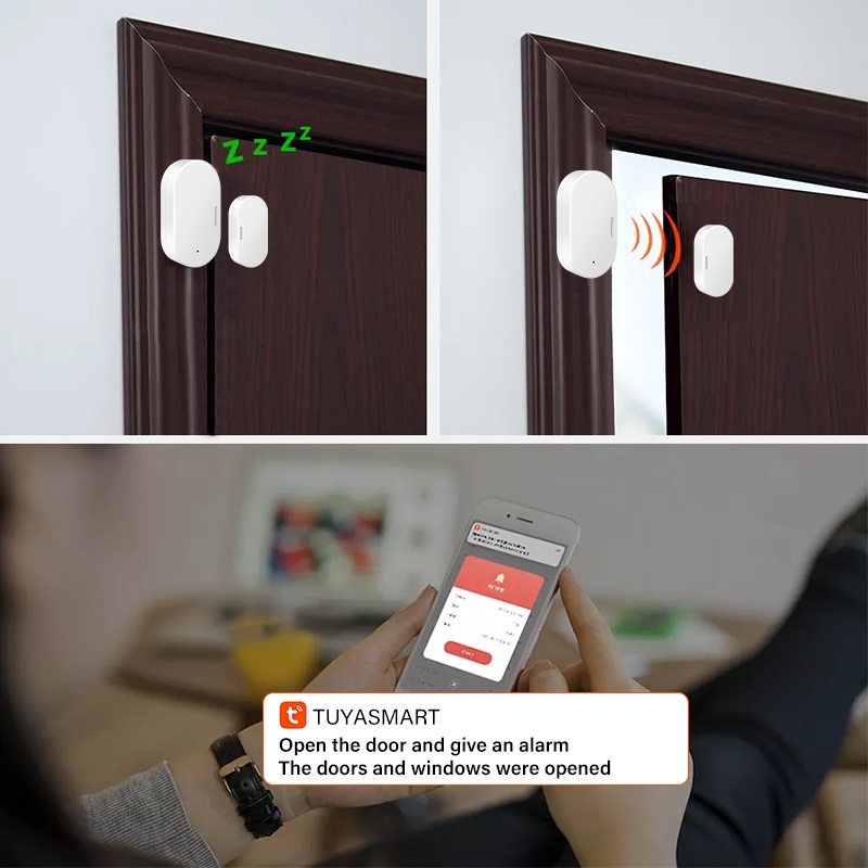 Tuya ZigBee Cửa Cảm Biến Thông Minh Cửa Sổ Cảm Biến Mở Nhập An Ninh Báo Động Làm Việc với Alexa Google