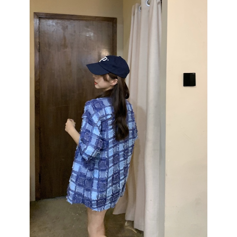 Áo Sơ Mi Dáng Rộng Họa Tiết Kẻ Sọc Thiết Kế Mới Thời Trang Mùa Hè Dành Cho Nữ