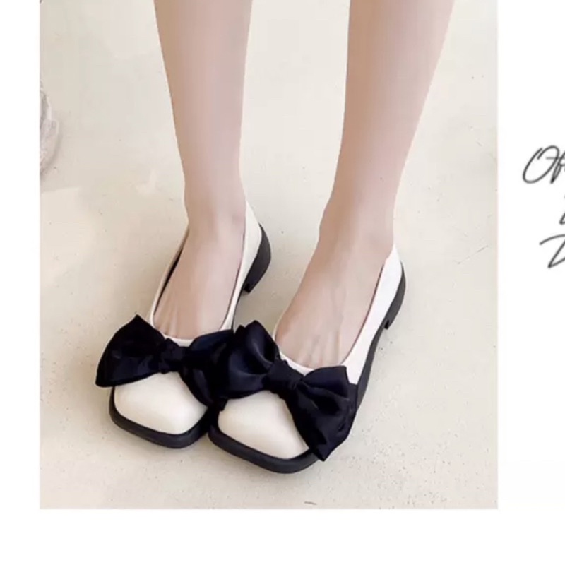 Giày búp bê nữ lolita đính nơ mũi vuông Luhana da mềm đế êm phong cách Ulzzang thời trang.Ms:BÚP BÊ NƠ
