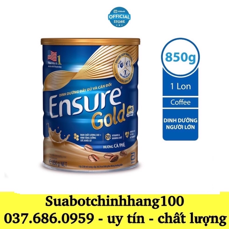 sữa bột Ensure gold hương cafe lon 850g