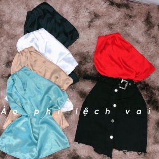 Áo phi lụa lệch vai 1 bên sáng chảnh
