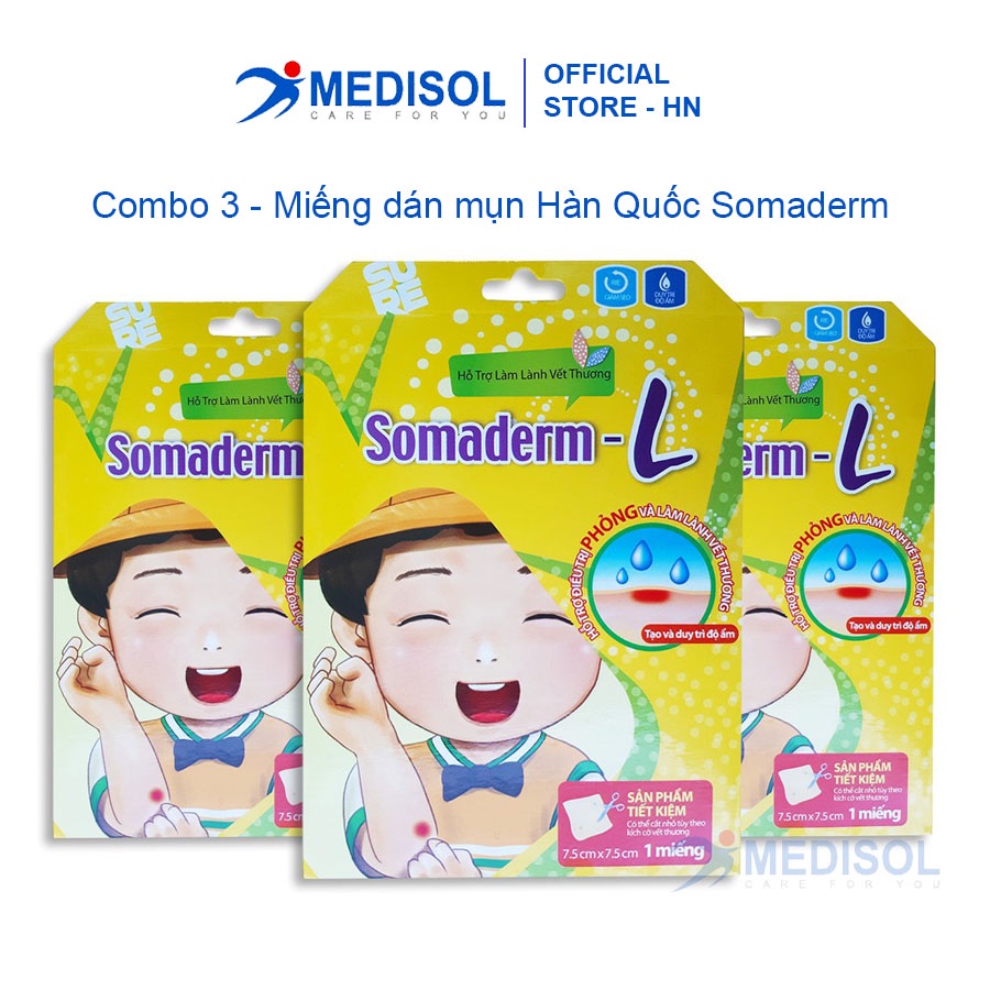 Combo 3 Hộp Miếng Dán Mụn Somaderm-L (7.5cm - 7.5cm)