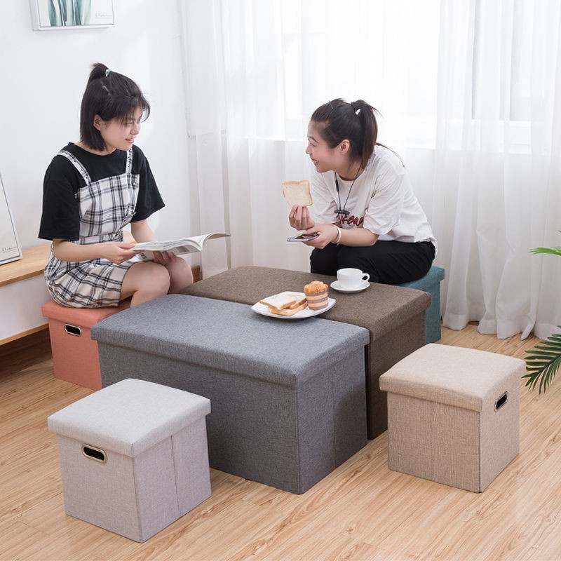 Ghế đẩu hình chữ nhật có thể ngồi trên lưu trữ đa chức năng dành cho người lớn sofa trẻ em trong phòng khách Hộp