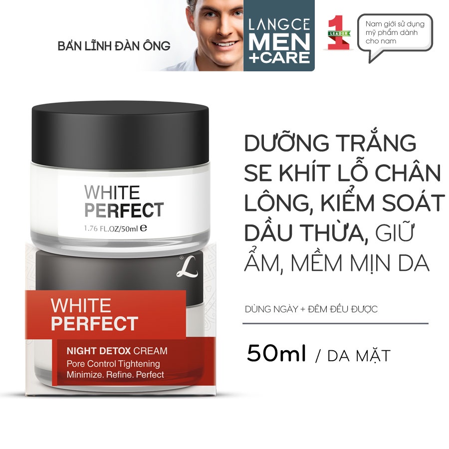 BỘ DƯỠNG TRẮNG SE KHÍT LỖ CHÂN LÔNG, KIỀM DẦU, KHỎE ĐẸP WHITE PERFECT Se+Cr LANGCE DÀNH CHO NAM