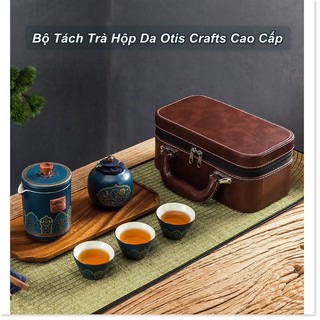 Sản phẩm hot - Bộ Tách Trà Hộp Da Otis Crafts Cao Cấp