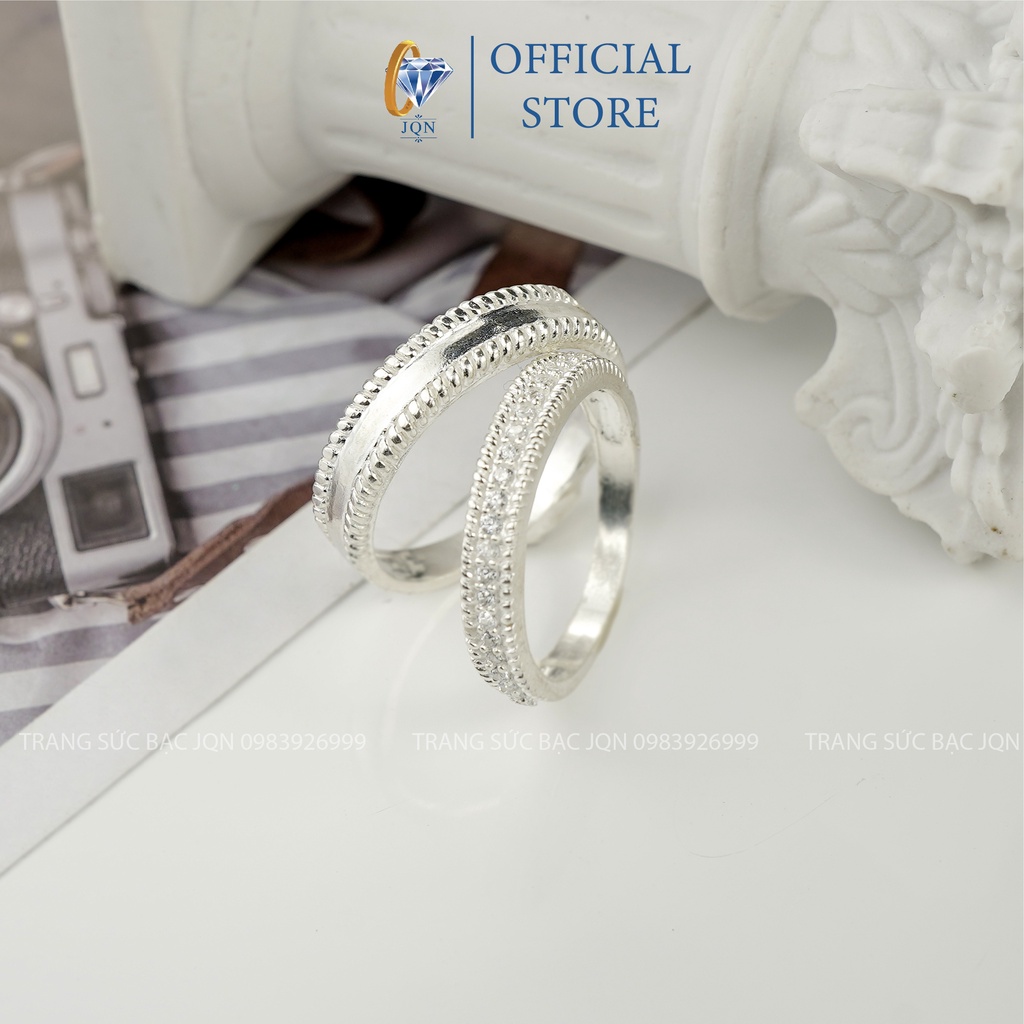 Nhẫn Đôi JQN Bạc Thật D03 Gồm 2 Nhẫn Nam Nữ