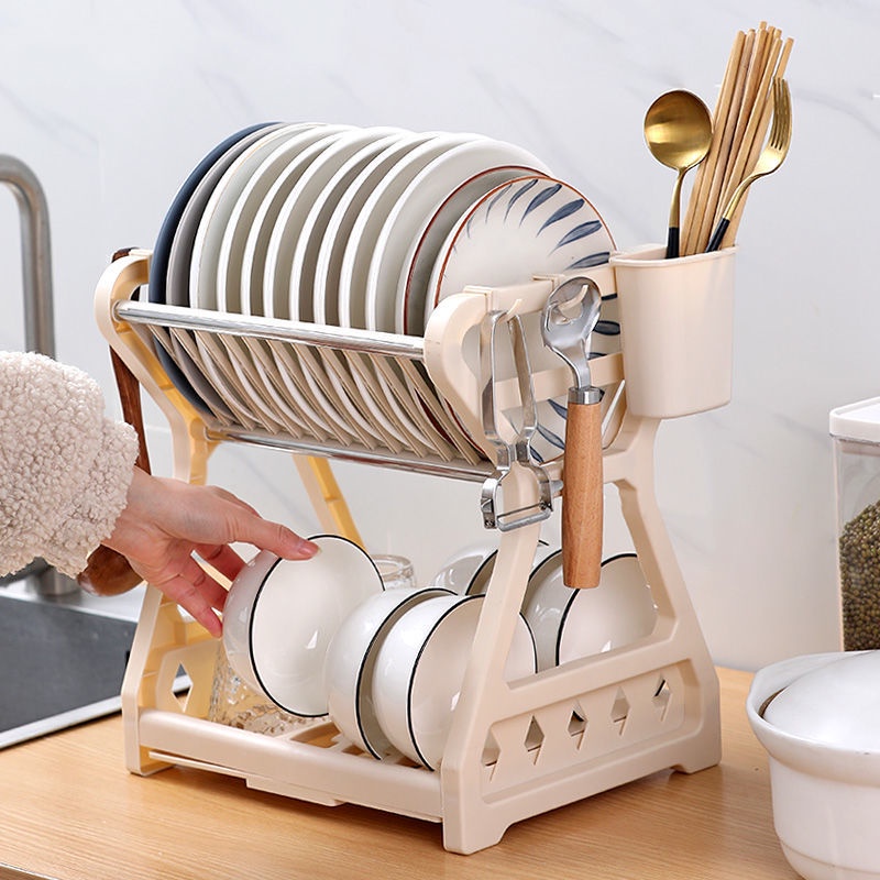 Giá Đựng Chén Dĩa Hai Tầng Sức Chứa Lớn Cho Nhà Bếp