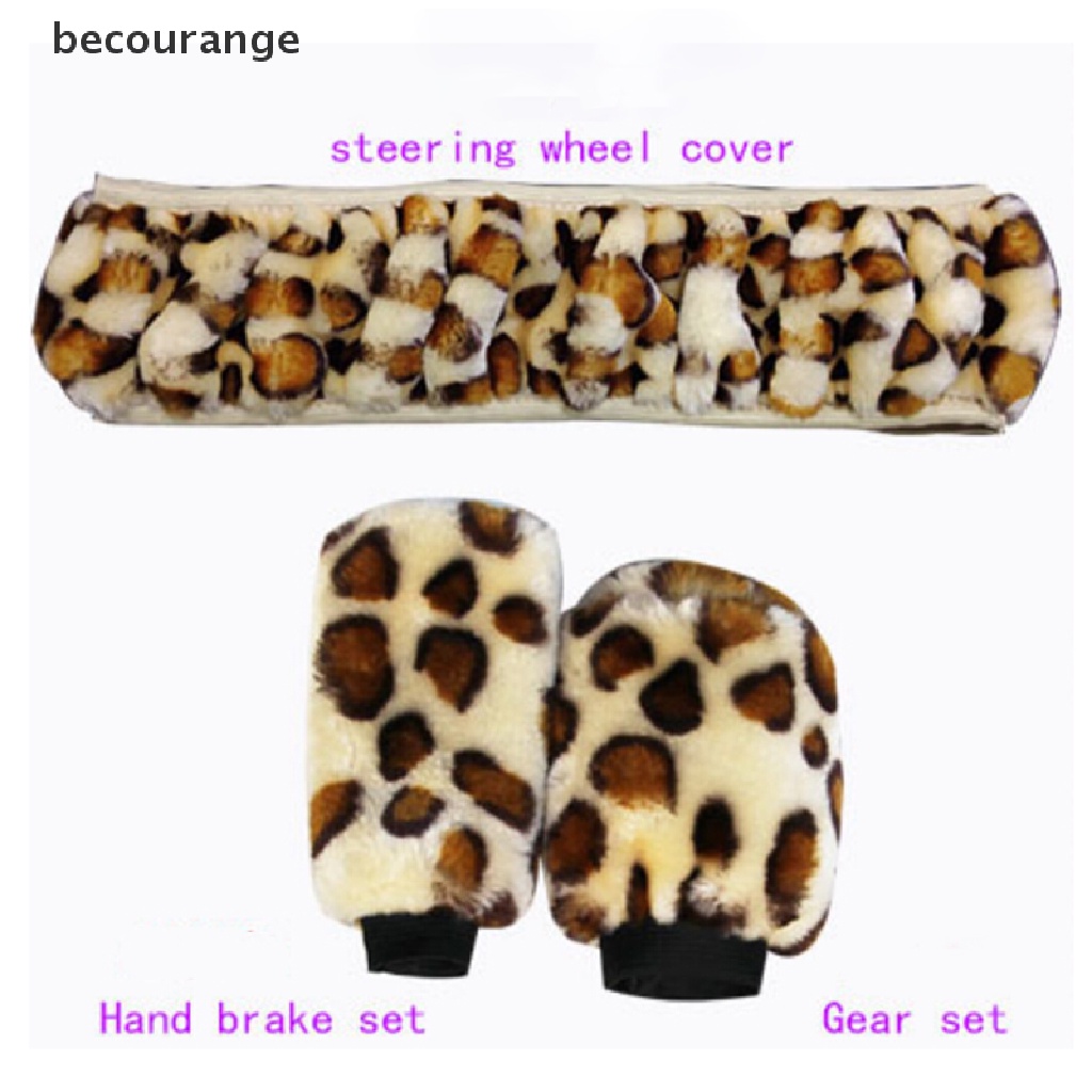 Set 3 Vỏ Bọc Vô Lăng Xe Hơi Phủ Lông Họa Tiết Da Báo